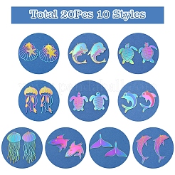 20Pcs 10 Styles Ion Plating(IP) 304 Stainless Steel Etched Metal Embellishments Pendants&nbsp;STAS-FS0001-53