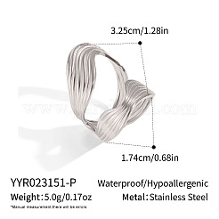 Irregular 304 Stainless Steel Cuff Open Rings for Women&nbsp;EA3390-2