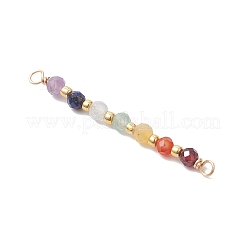 Chakra Natural Aquamarine & Garnet & Yellow Opal & Amethyst & Carnelian & Lapis Lazuli & Aquamarine & Green Aventurine Faceted Round Beaded Connector Charms&nbsp;PALLOY-JF04565-04