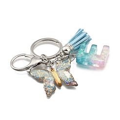 26Pcs Transparent Epoxy Resin & Transparent Acrylic & Faux Suede Tassel Keychain&nbsp;KEYC-JKC01202-05
