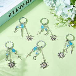 20Pcs Star & Moon & Sun Alloy Charm Keychains&nbsp;KEYC-SC0001-50