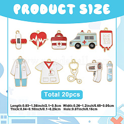 20Pcs 10 Styles Alloy Enamel Pendants&nbsp;ENAM-YW0009-24