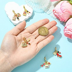 5Pcs 5 Styles Woman Theme Brass Enamel European Dangle Charms&nbsp;KK-CJ0003-91