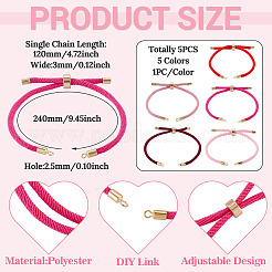 5Pcs 5 Colors Polyester Cord Bracelet Making&nbsp;MAK-TA0001-40