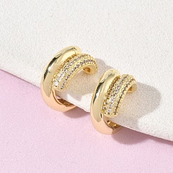 Brass Micro Pave Clear Cubic Zirconia Cuff Earrings&nbsp;KK-CBA56EF-39G