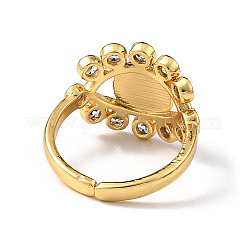 Lampwork Evil Eye Open Cuff Ring with Clear Cubic Zirconia&nbsp;RJEW-L104-03G-03