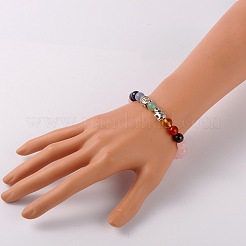 Stretch Buddhist Jewelry Multi-Color Gemstone Chakra Bracelets&nbsp;BJEW-JB01690-04