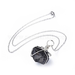 Natural Tourmaline Pendant Necklaces&nbsp;NJEW-JN02424