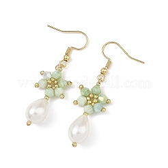 Anti-Tarnish Electroplate Bicone Glass Pearl Teardrop Beads Dangle Earrings&nbsp;EJEW-MZ00765-02