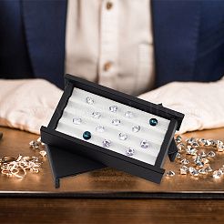 4-Slot Rectangle PU Letaher Loose Diamond Presentation Box&nbsp;LBOX-WH0002-05