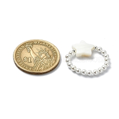 3Pcs 3 Style Natural Pearl & Shell Beaded Stretch Rings Set&nbsp;RJEW-TA00100