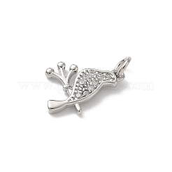 Brass Micro Pave Clear Cubic Zirconia Pendants&nbsp;KK-B155-09P