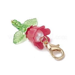 Flower Acrylic & Plastic Imitation Pearl Beads & Japanese Seed Beads Pendant Decorations&nbsp;HJEW-JM03232-02