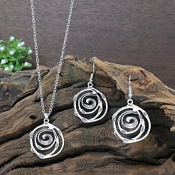 Hollow Out Vortex Alloy Pendant Necklaces & Dangle Earrings Sets&nbsp;FS-WGFAC7B-01