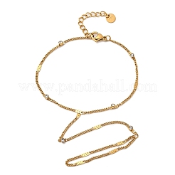 304 Stainless Steel Rhinestone Link Ring Bracelets for Women&nbsp;BJEW-Z140-05G