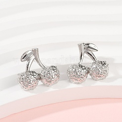 Cherry Brass Stud Earrings&nbsp;EJEW-F895-18P