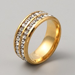 Rhinestone Finger Ring&nbsp;RJEW-WH0012-20G