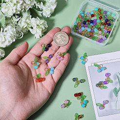 48Pcs 12 Colors Cherry Glass Pendants&nbsp;PALLOY-CA00032