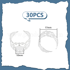 30Pcs Brass Filigree Open Cuff Ring Shanks&nbsp;KK-UN0001-90