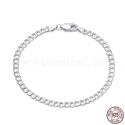 Rhodium Plated 925 Sterling Silver Curb Chain Bracelets&nbsp;BJEW-I314-007D-P