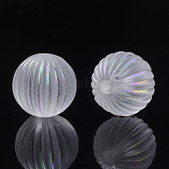 Transparent Corrugated Melon Acrylic Beads&nbsp;X-TACR-R142-01
