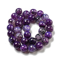 Faceted Natural Dragon Veins Agate Beads Strands&nbsp;G-F447-12mm-P09