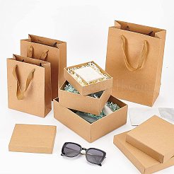 6Pcs 6 Style Rectangle Kraft Paper Bag with Handle&nbsp;CON-BC0002-39