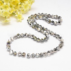 Half Plated Polygon Glass Bead Strands&nbsp;EGLA-J093-HP02