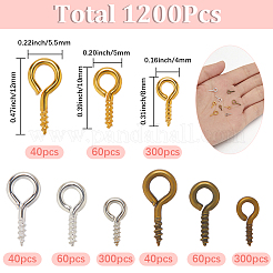 1200Pcs 9 Styles Iron Screw Eye Pin Peg Bails&nbsp;CABI-SP0001-01