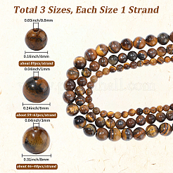3 Strands 3 Styles Natural Grade AB Tiger Eye Round Beads Strands&nbsp;G-PA0001-38