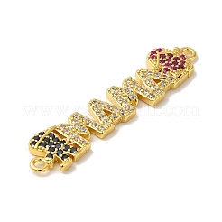 Rack Plating Brass Micro Pave Colorful Cubic Zirconia Connector Charms&nbsp;KK-K377-82G
