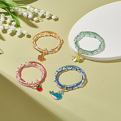 4Pcs 4 Style Glass Seed Beaded 4 Layer Multi-strand Bracelets Set&nbsp;BJEW-JB09034