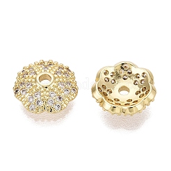 Brass Micro Pave Clear Cubic Zirconia Bead Caps&nbsp;KK-Q071-17G-02
