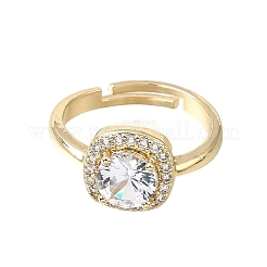 Brass Micro Pave Clear Cubic Zirconia Cuff Open Rings&nbsp;CU-CBA5C10-12G