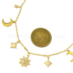Moon & Star & Sun Brass Pendant Necklaces&nbsp;X1-NJEW-TA00164