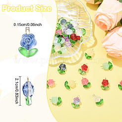 10Pcs Glass Pendants&nbsp;PALLOY-YW00063-01