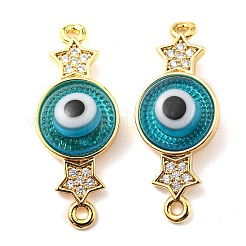 Brass Micro Pave Clear Cubic Zirconia Connector Charms&nbsp;KK-K338-04G
