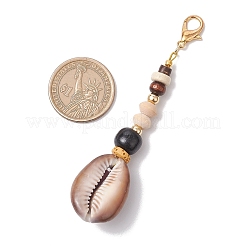 Natural Coconut & Shell & Lava Rock & Wood Beads Pendant Decorations&nbsp;HJEW-JM03227-02