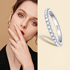 Rhodium Plated 925 Sterling Silver Moissanite Finger Rings for Women&nbsp;WG76D6D-07