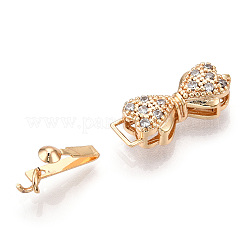 Brass Micro Pave Clear Cubic Zirconia Box Clasps&nbsp;KK-G491-02G