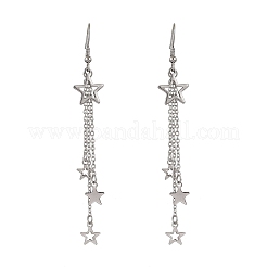 304 Stainless Steel Star & Moon Tassel Dangle Earrings for Women&nbsp;EJEW-JE06399