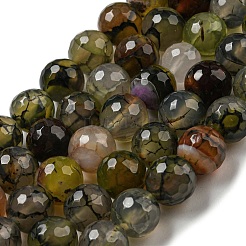 Faceted Natural Dragon Veins Agate Beads Strands&nbsp;G-F447-12mm-L07