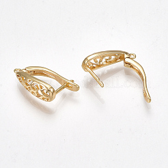 Brass Hoop Earring Findings with Latch Back Closure&nbsp;KK-S350-070G