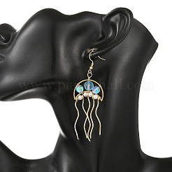 Ocean 304 Stainless Steel Wire Wrapped Synthetic Moonstone Jellyfish Dangle Earrings&nbsp;EJEW-JE07534-01