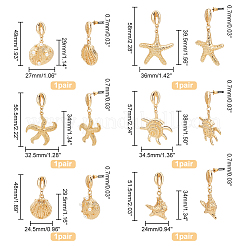 6 Pairs 3 Style Shell & Starfish Steel Asymmetrical Earrings with ABS Imitation Pearl Beaded&nbsp;EJEW-PH0001-15