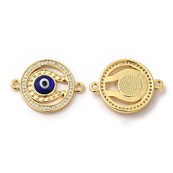 Rack Plating Real 18K Gold Plated Brass Micro Pave Clear Cubic Zirconia Connector Charms&nbsp;ZIRC-L102-03G-02