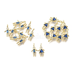 Brass Micro Pave Cubic Zirconia Pendants&nbsp;KK-D339-02G-09