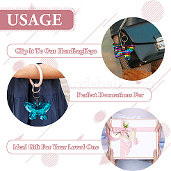 8Pcs 8 Colors Reflective Sequin Butterfly Pendant Keychain&nbsp;KEYC-TA0001-19