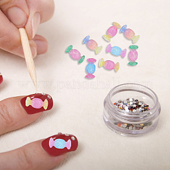 100Pcs 5 Colors Translucent Resin Cabochons with Gold Foil&nbsp;RESI-HY0001-24