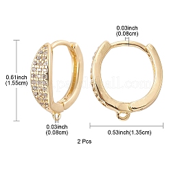 Brass Micro Pave Clear Cubic Zirconia Hoop Earring Findings&nbsp;ZIRC-YW0001-09G